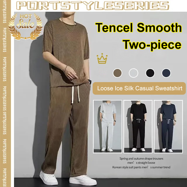 Trendy loose-fit ice silk casual sportswear set