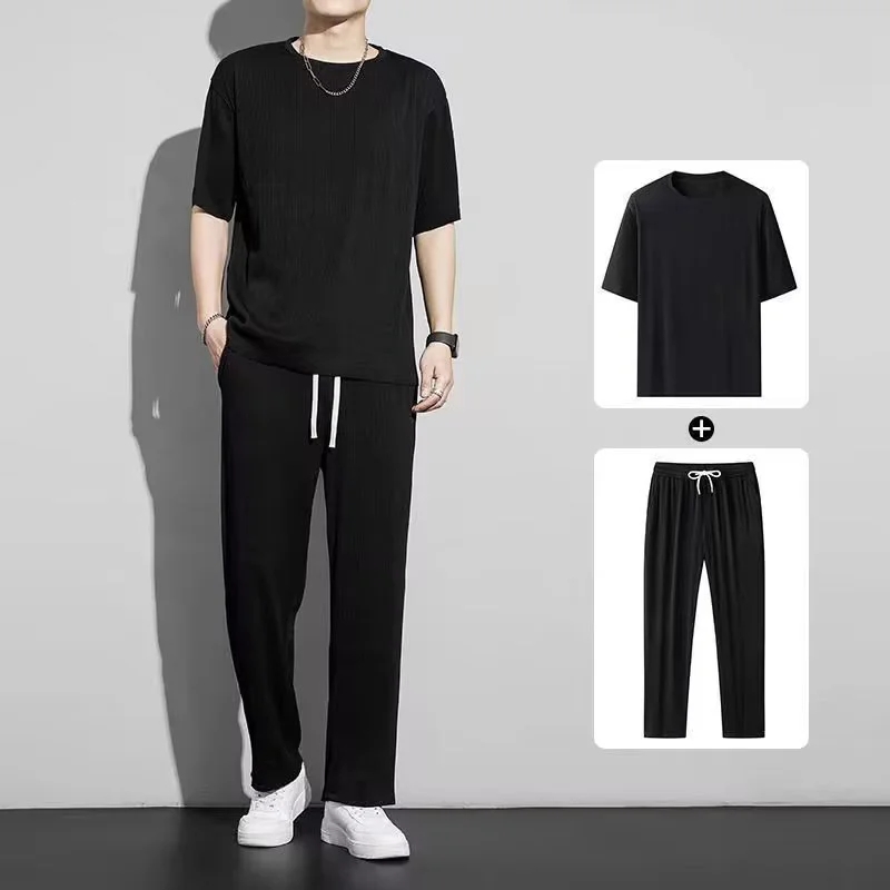 Trendy loose-fit ice silk casual sportswear set