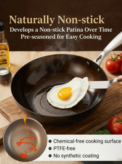 🍳 Trusted by Chefs Worldwide: Ultimate Rust-Resistant Carbon Steel Wok (100% PFOA-Free, Built to Last 30 Years)