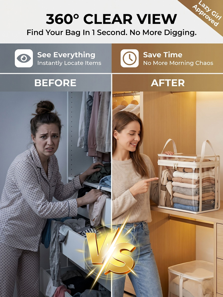 [Storage Organizer's Must-Have] Portable Large Transparent Thickened Storage Bag