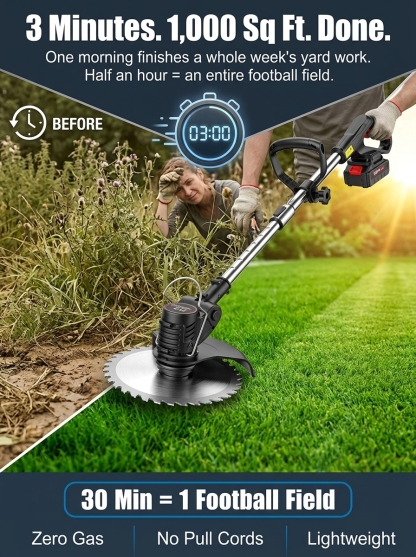⚡ German Engineered 1800W Cordless Mower – 9000 RPM Brushless Motor, 50 Min Long Run Time & Durable Alloy Blade, Save 50% Today + 30-Day Money-Back Guarantee