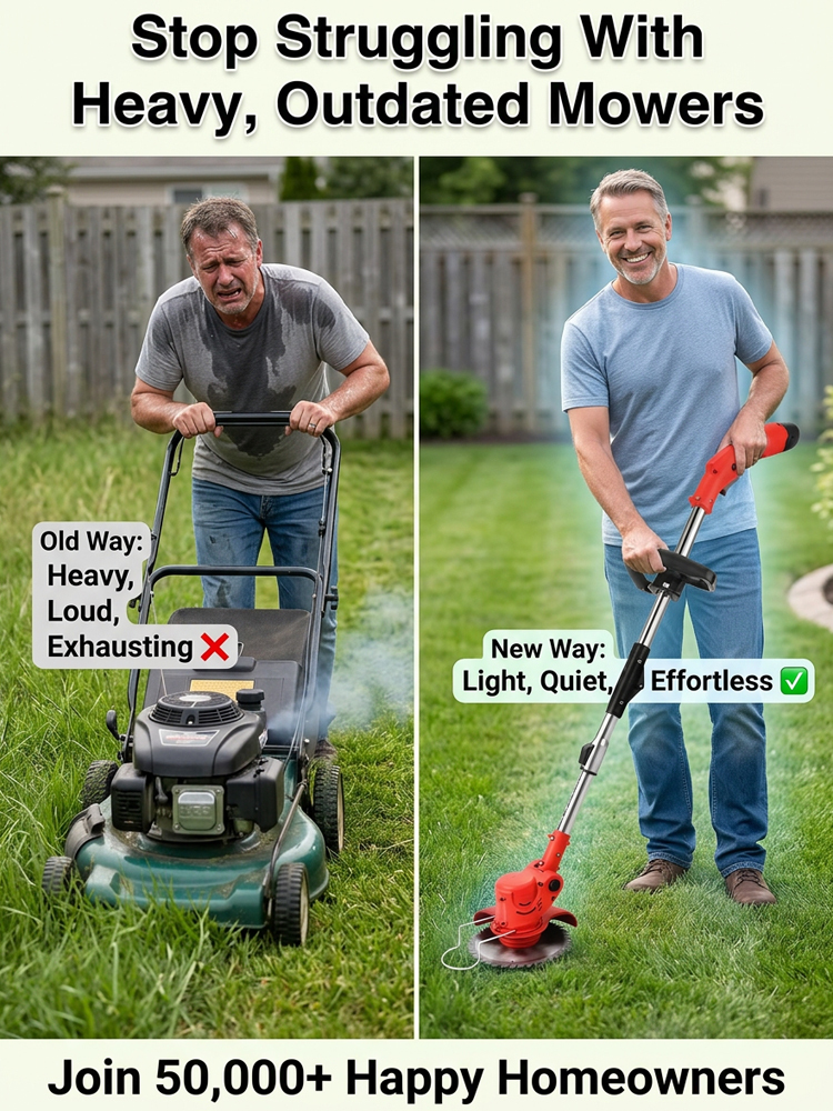 ⚡ German Engineered 1800W Cordless Mower – 9000 RPM Brushless Motor, 50 Min Long Run Time & Durable Alloy Blade, Save 50% Today + 30-Day Money-Back Guarantee