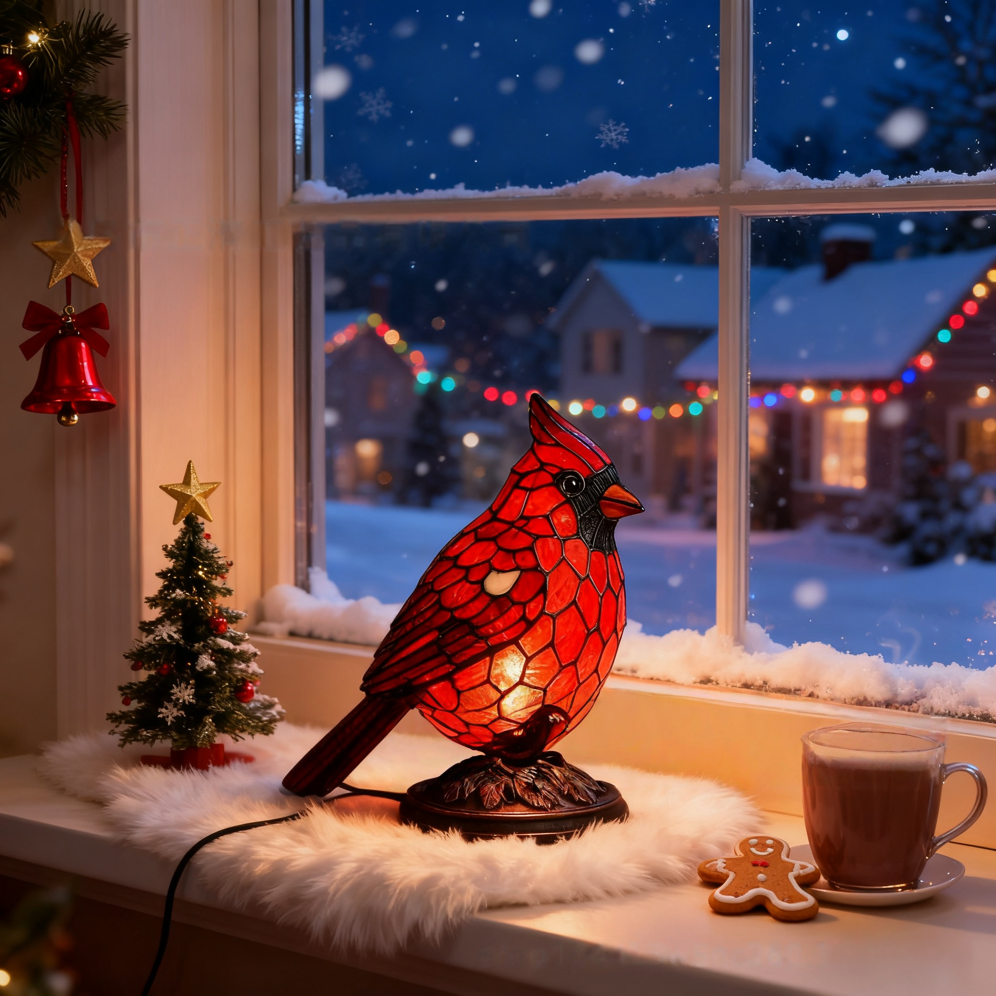 🎄✨Red Cardinal Resin Lamp - Powered Christmas Decor