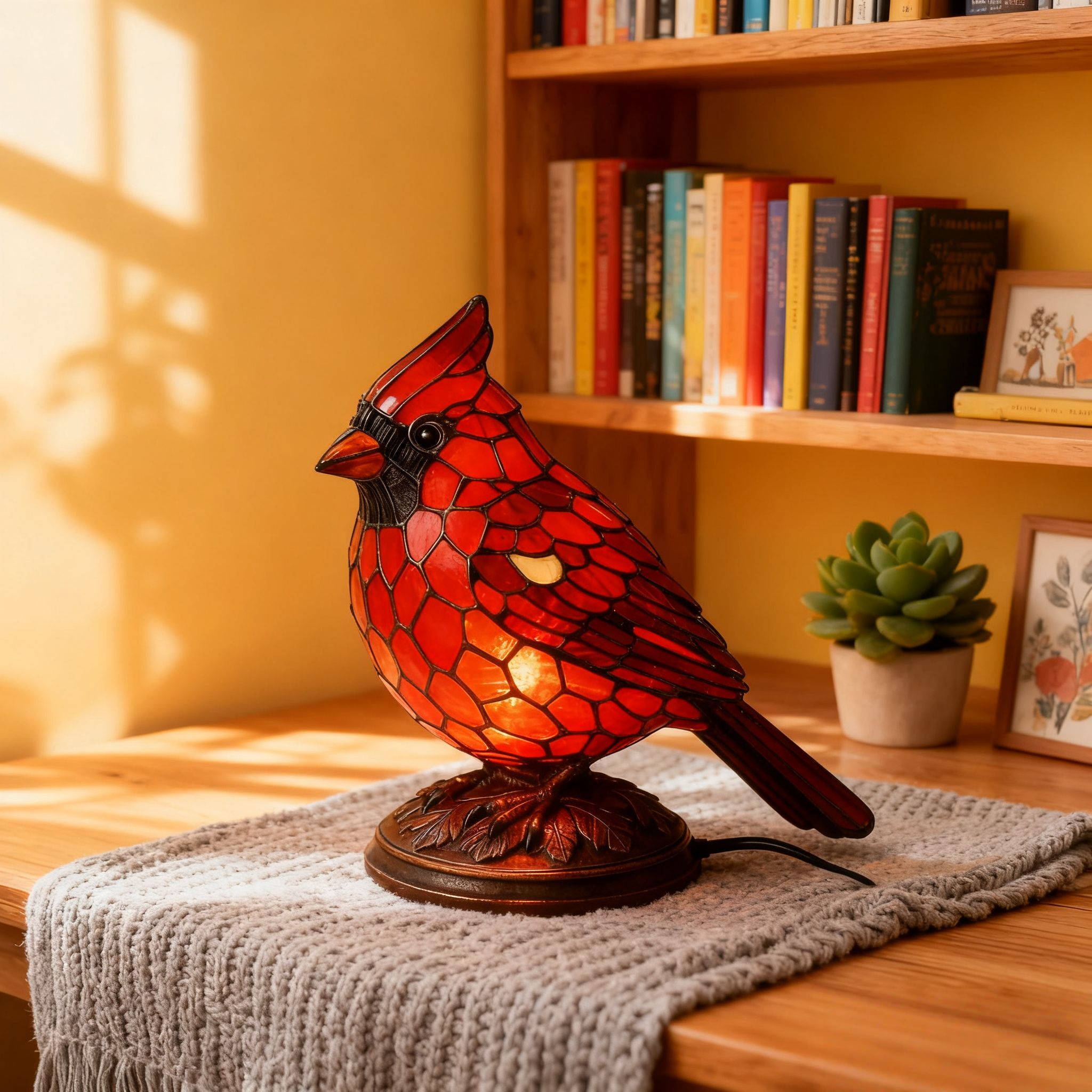 🎄✨Red Cardinal Resin Lamp - Powered Christmas Decor
