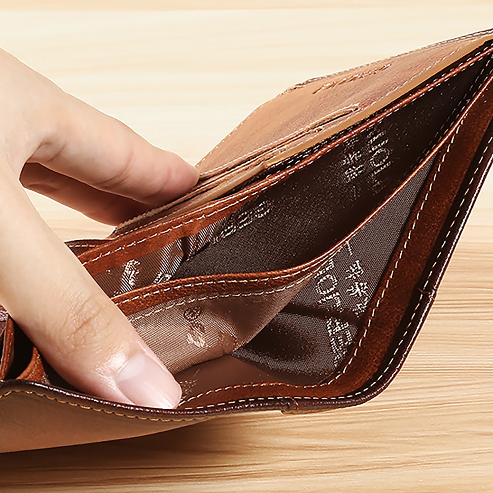 Men's Large Capacity RFID Blocking Cowhide Leather Wallet &ndash; Bifold ID Card Holder with Security Protection 2025 - $19.99 &ndash;P7