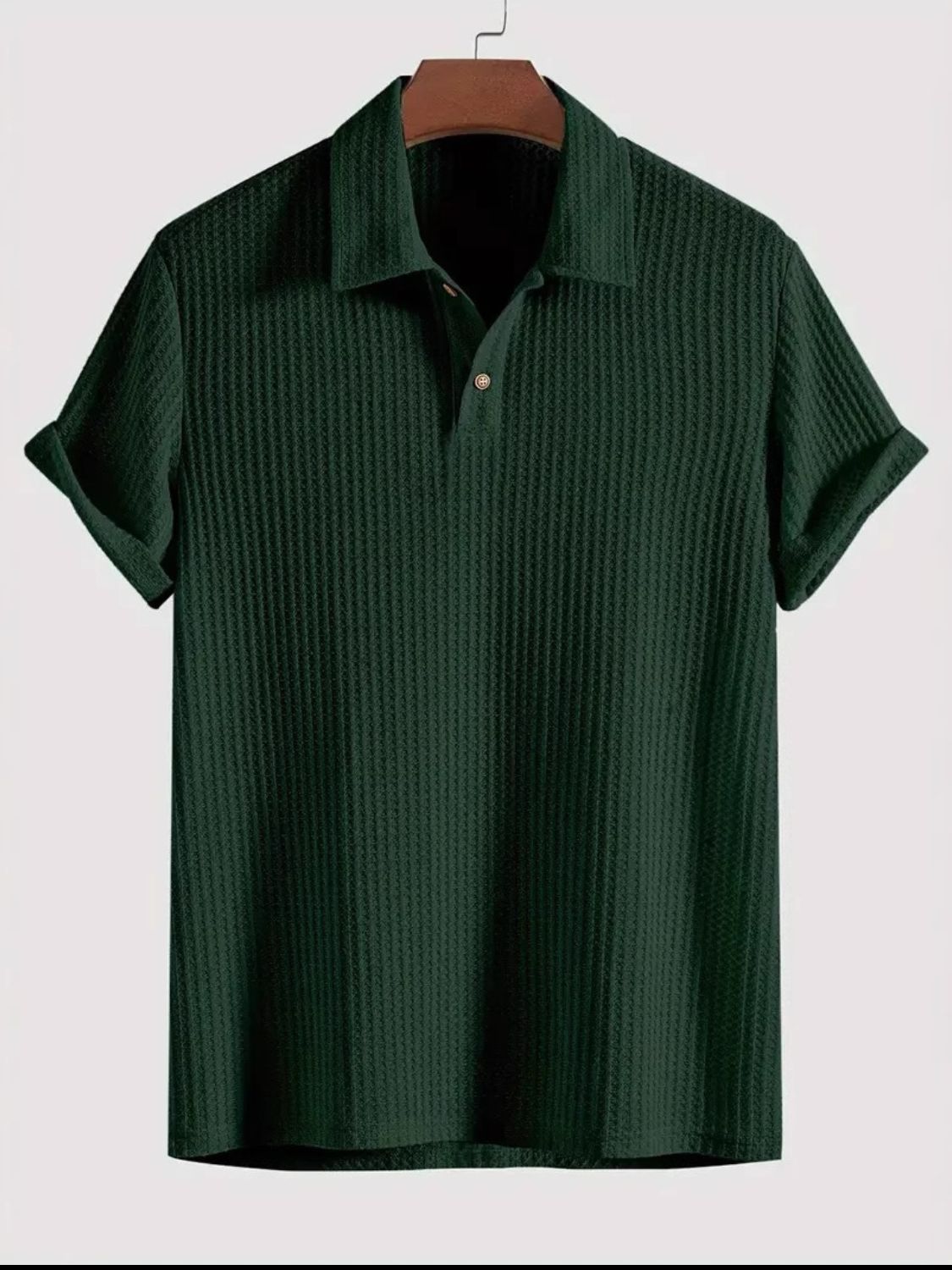Men's Waffle-Knit Collared Neck Short Sleeve Polo