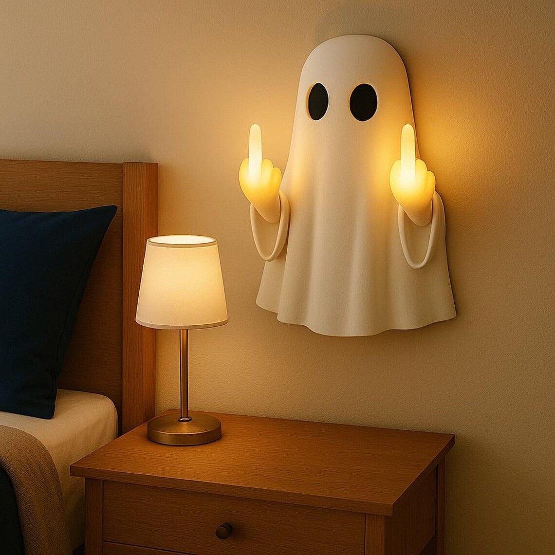 🔥Funny Ghost Middle Figer LED Lamp🔥