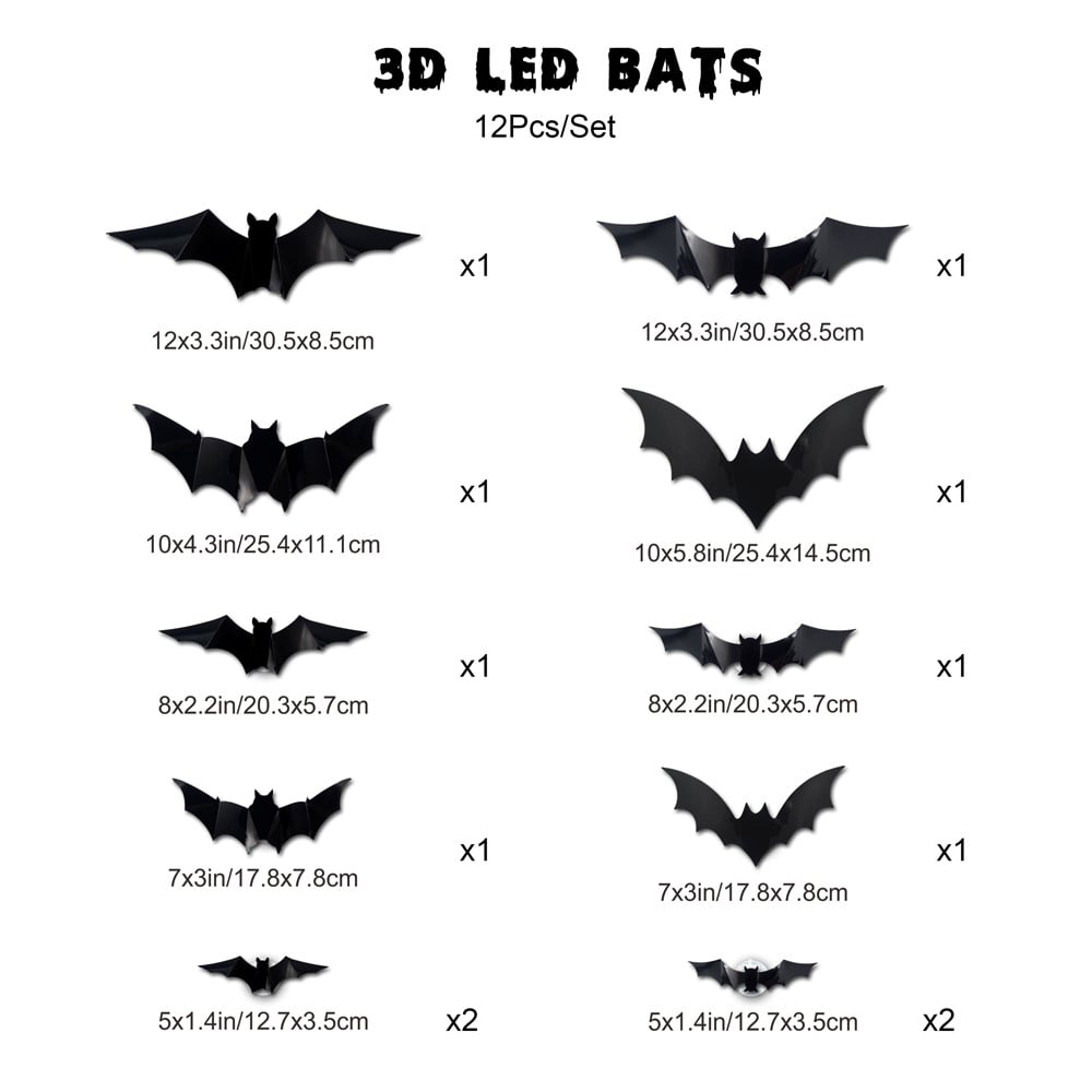 💥💥🦇Halloween 3D Lighted Bats