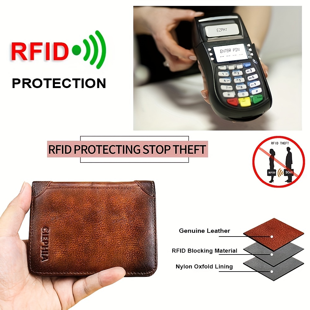 Men's Large Capacity RFID Blocking Cowhide Leather Wallet &ndash; Bifold ID Card Holder with Security Protection 2025 - $19.99 &ndash;P4