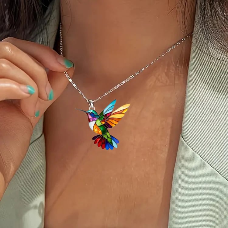 ✨💥Colorful Hummingbird Necklace-👩‍❤️‍👩ELEGANT HUMMINGBIRD NECKLACE🐦(not 3D)