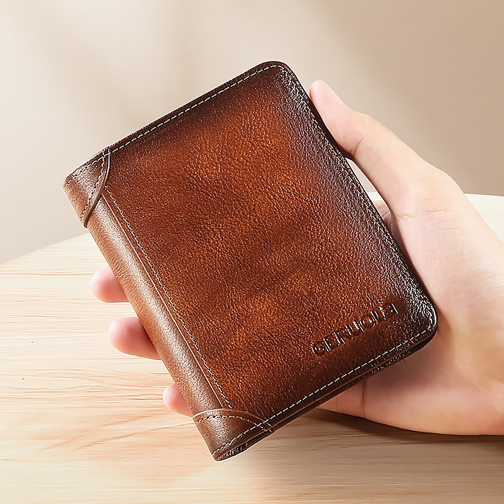 Men's Large Capacity RFID Blocking Cowhide Leather Wallet &ndash; Bifold ID Card Holder with Security Protection 2025 - $19.99 &ndash;P10