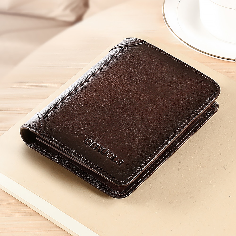 Men's Large Capacity RFID Blocking Cowhide Leather Wallet &ndash; Bifold ID Card Holder with Security Protection 2025 - $19.99 &ndash;P15