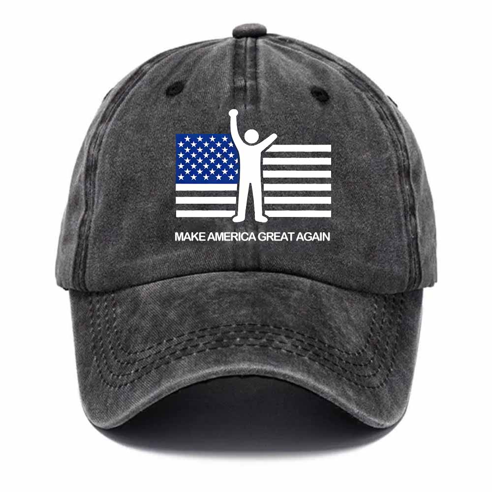 Vintage Washed Patriotic Cap – Bold Graphic USA Flag Hat