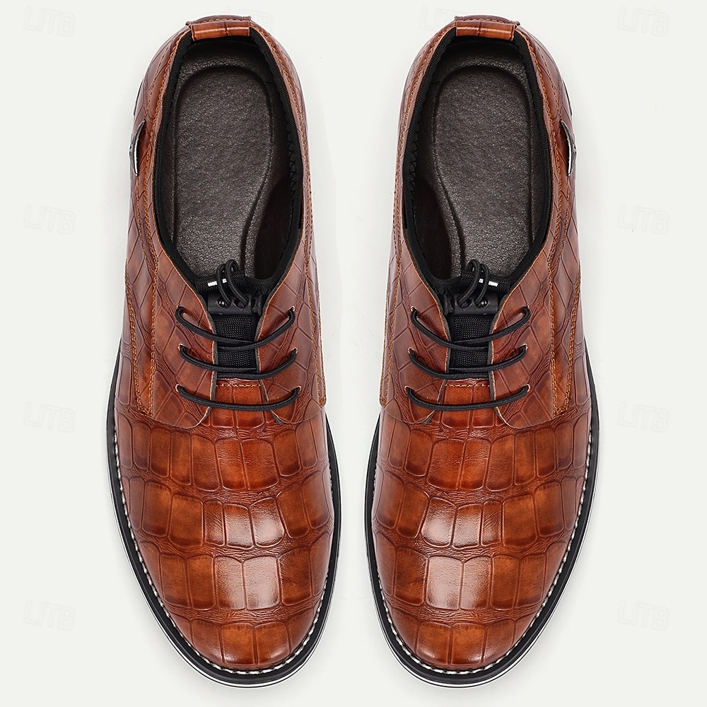 Men's brown embossed faux leather sneakers