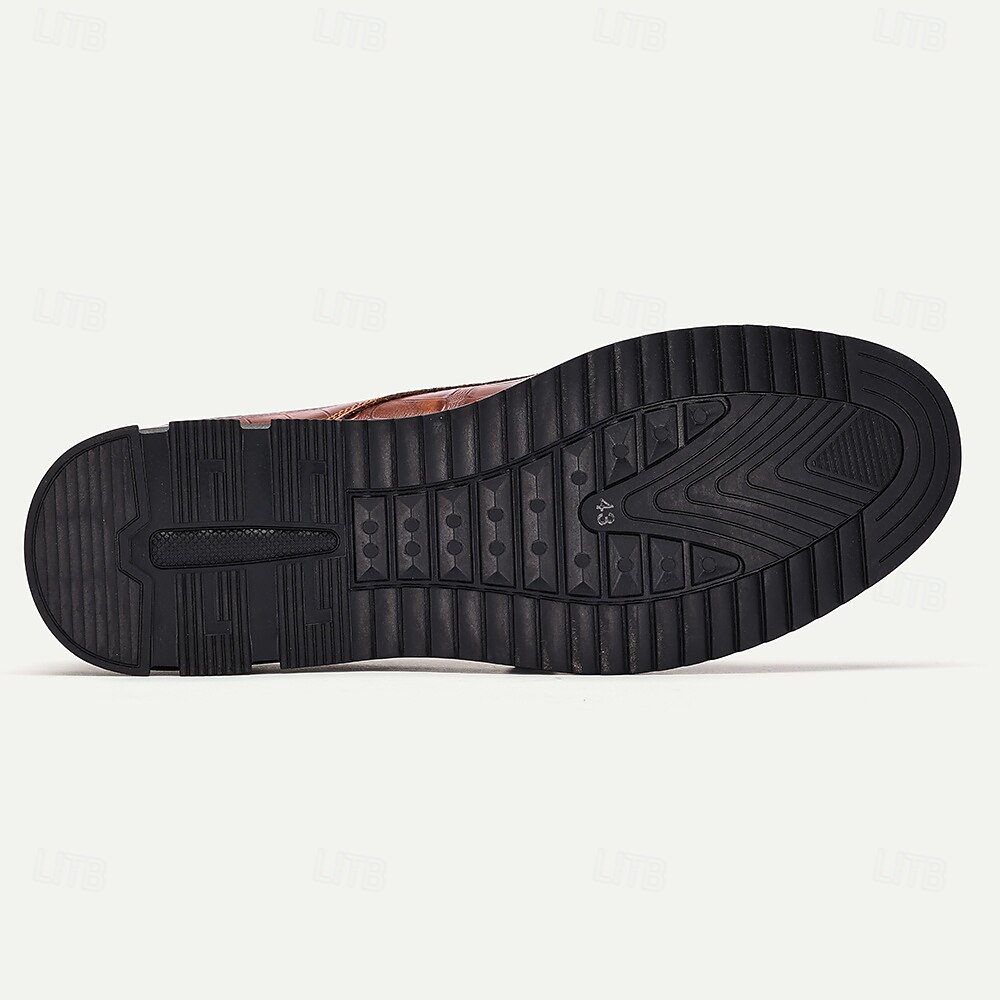 Men's brown embossed faux leather sneakers