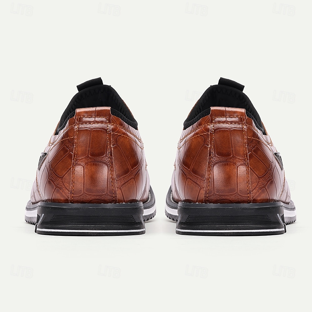 Men's brown embossed faux leather sneakers