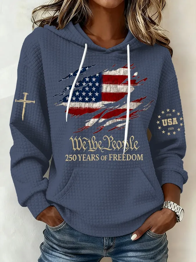 Women's 250th America Anniversary Casual Printed Hoodie Sweatshirt