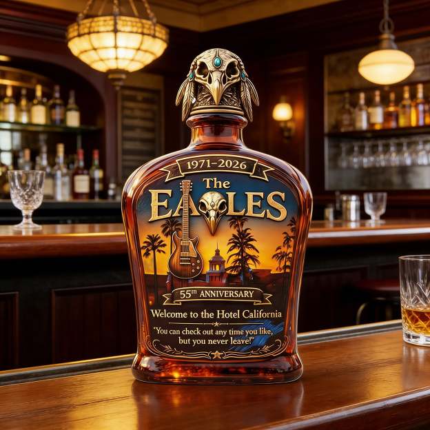 The Eagles Hotel California Album 55th Anniversary Whiskey Bottle