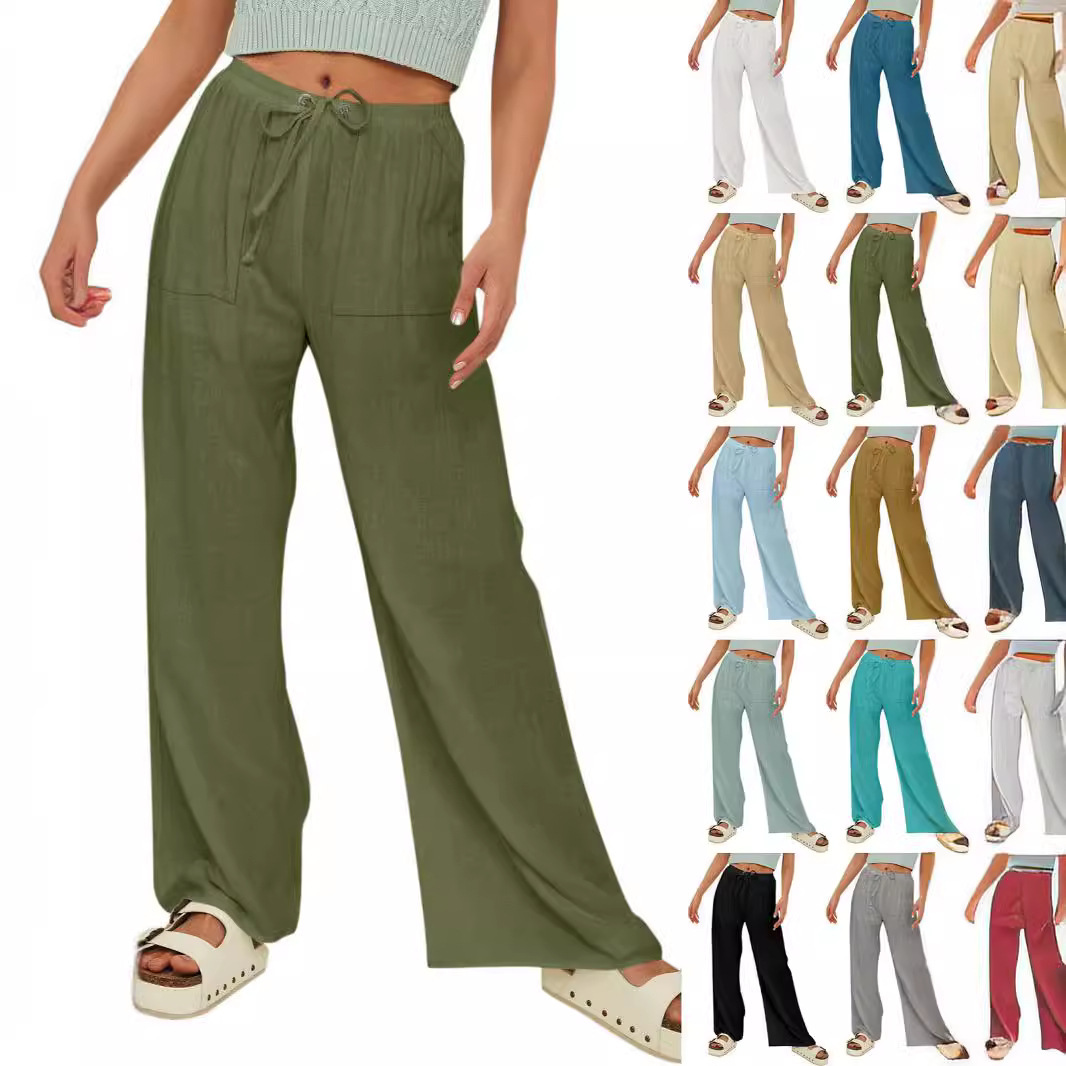 Women's cotton and linen beach pants