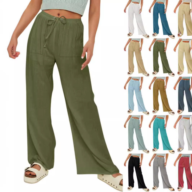 Women's cotton and linen beach pants