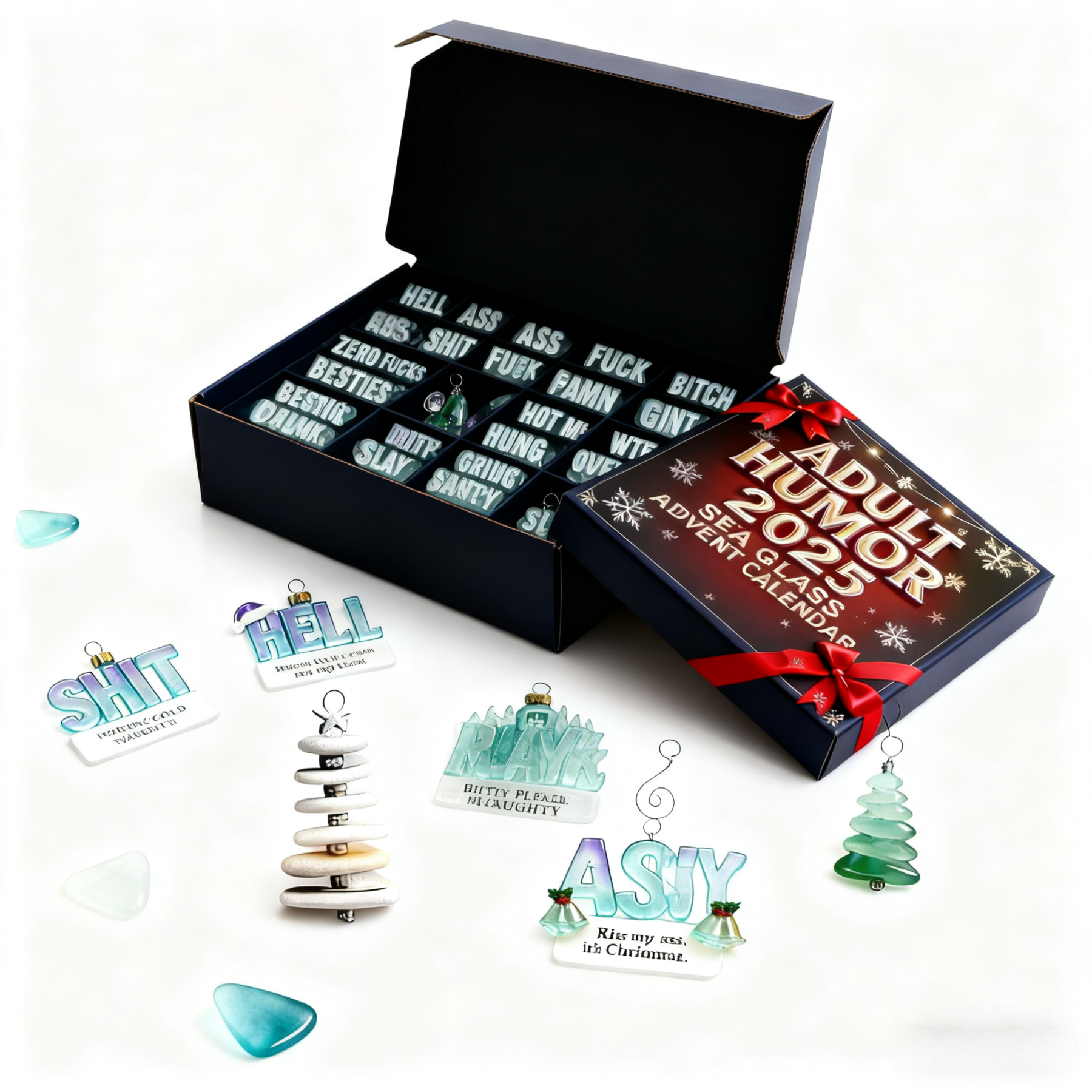 🌊🎄Limited Edition🎁 Adult Humor 2025 Sea Glass Advent Calendar  24 Days. 24 Laughs. 100% Christmas Spirit.