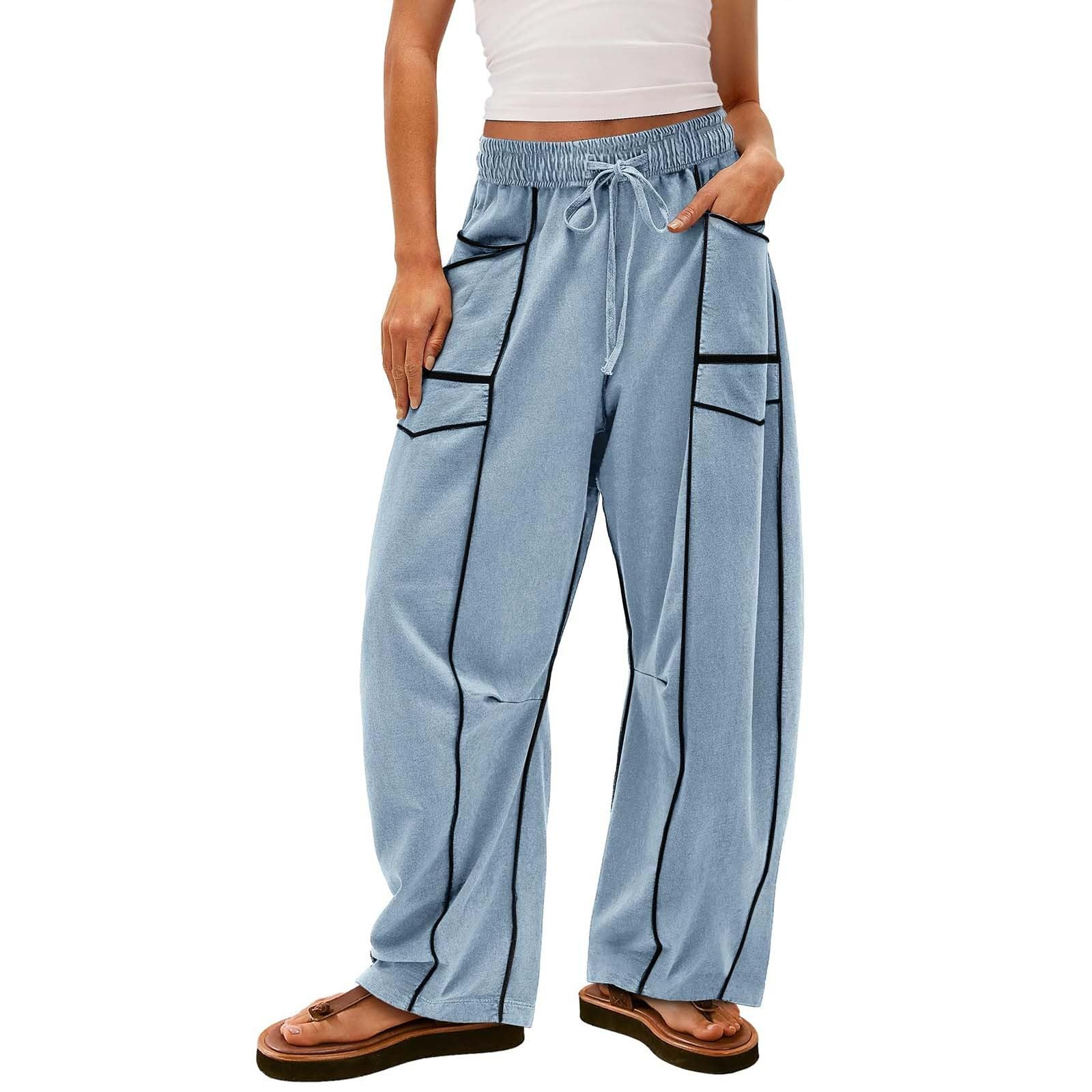 Loose and casual summer drawstring-waist wide-leg casual sweatpants