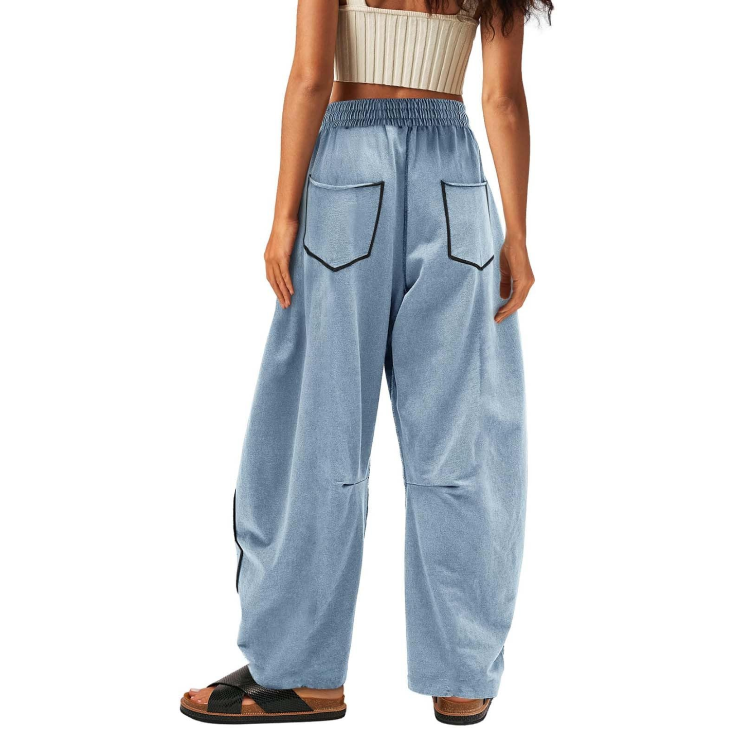 Loose and casual summer drawstring-waist wide-leg casual sweatpants
