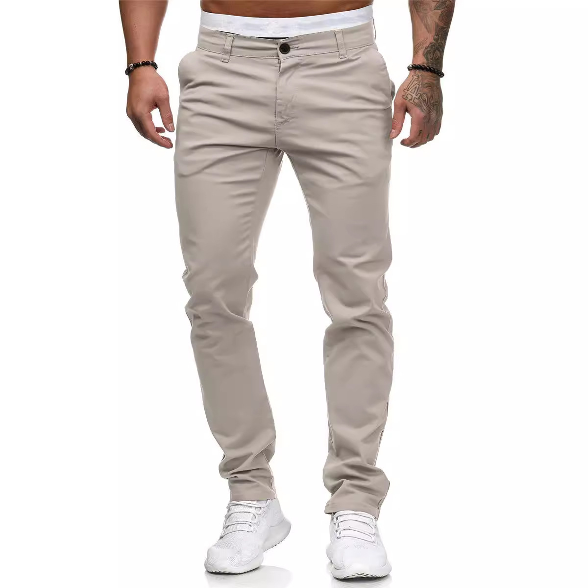 Summer Casual Men's Slim-Fit Youth Solid Color Trousers