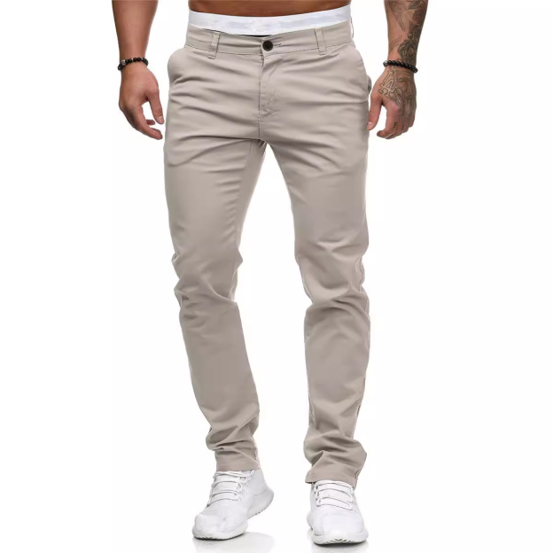 Summer Casual Men's Slim-Fit Youth Solid Color Trousers