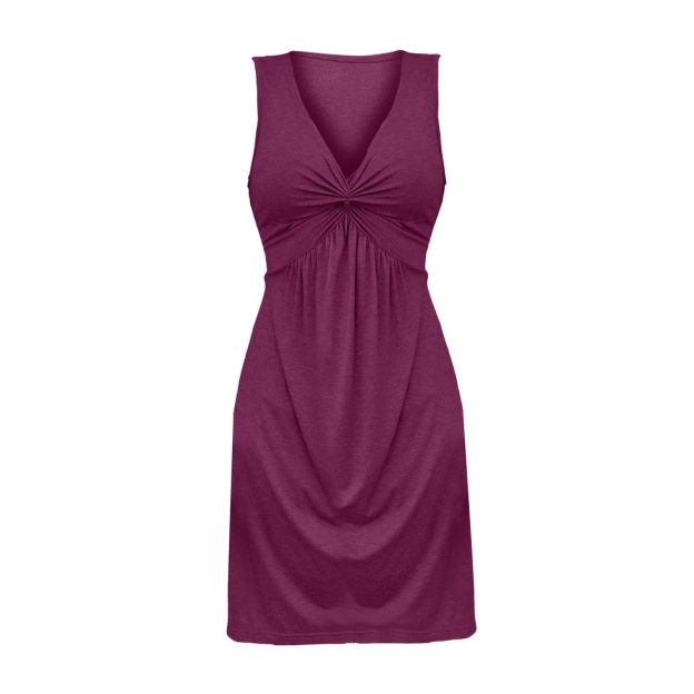 Sleeveless V-Neck Dress with Chest Twist, Ruffles and Waist Cinching