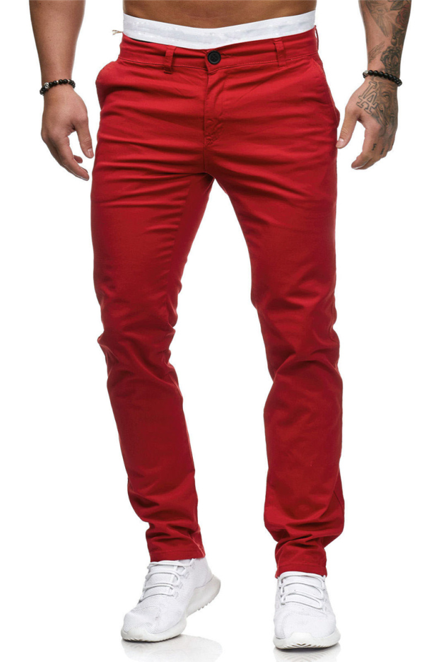 Summer Casual Men's Slim-Fit Youth Solid Color Trousers