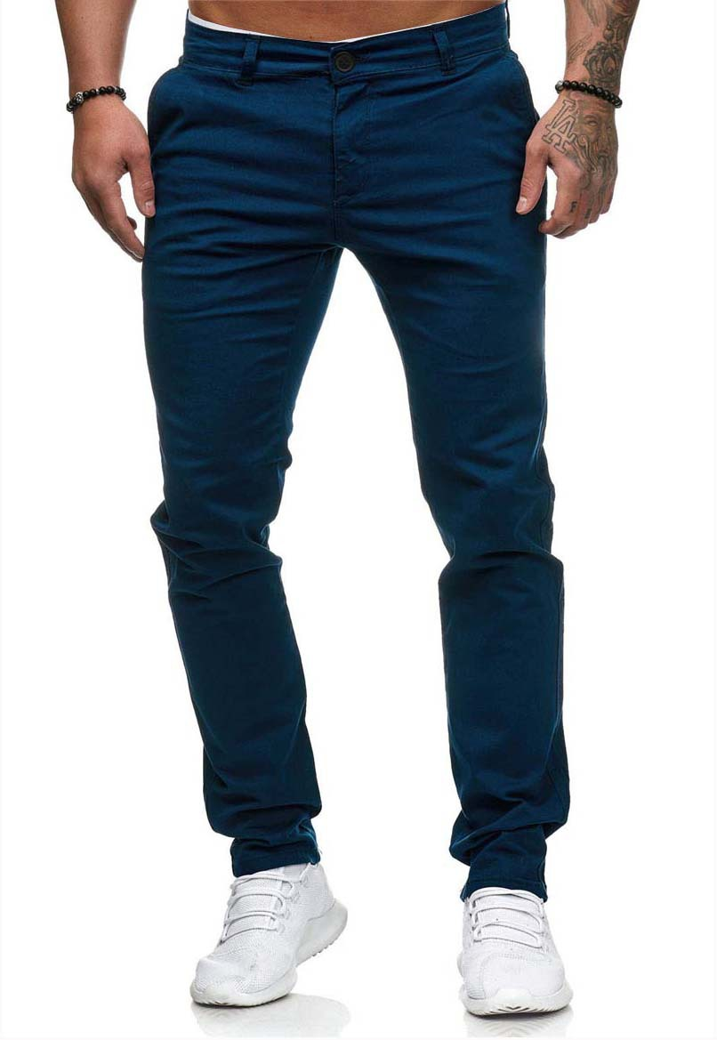 Summer Casual Men's Slim-Fit Youth Solid Color Trousers