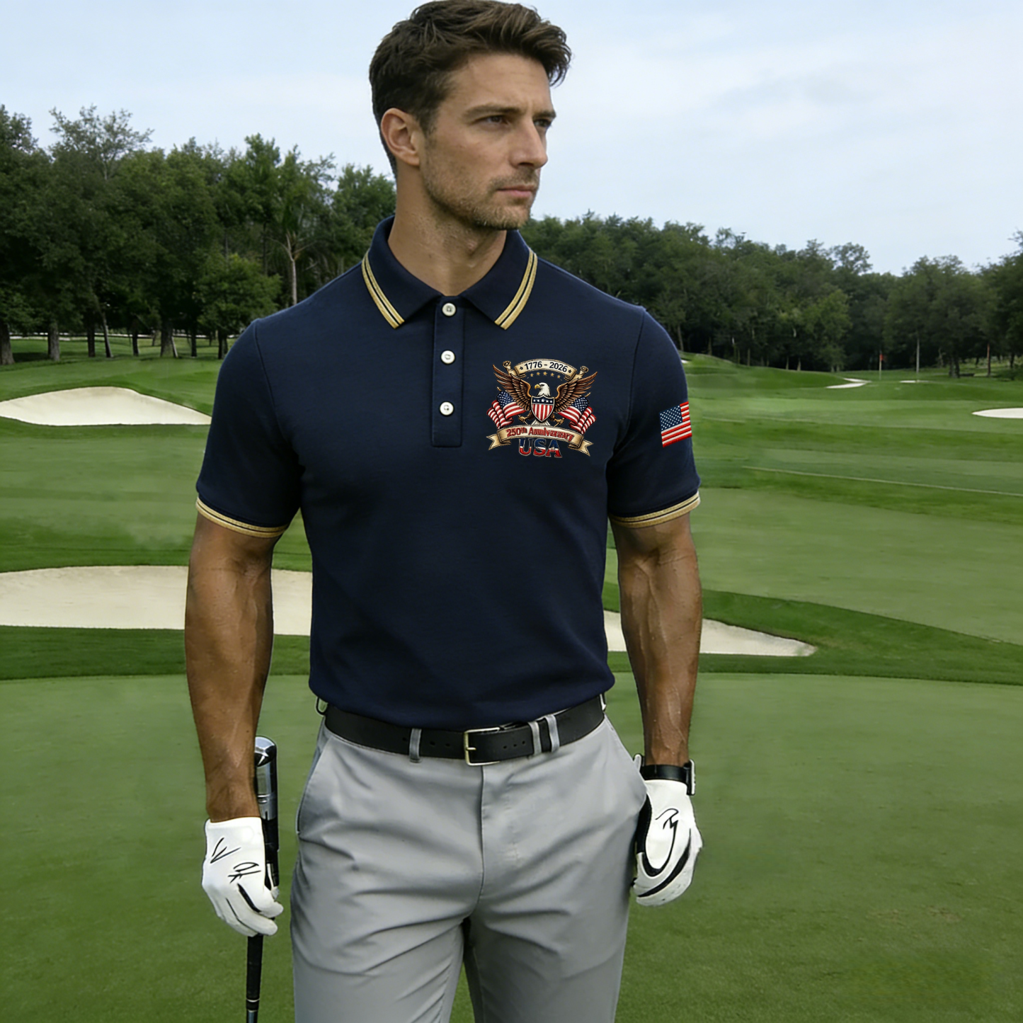 US 250th Anniversary Art Print Men's Polo Shirt