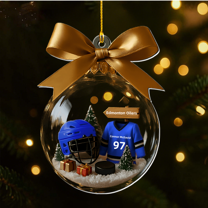 Personalized Hockey Transparent Ornament-Gift For Hockey Lovers
