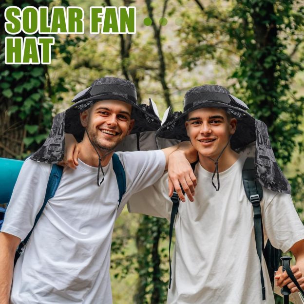 Wide Brim Sun Hat with 2 Fan