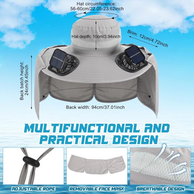 Wide Brim Sun Hat with 2 Fan