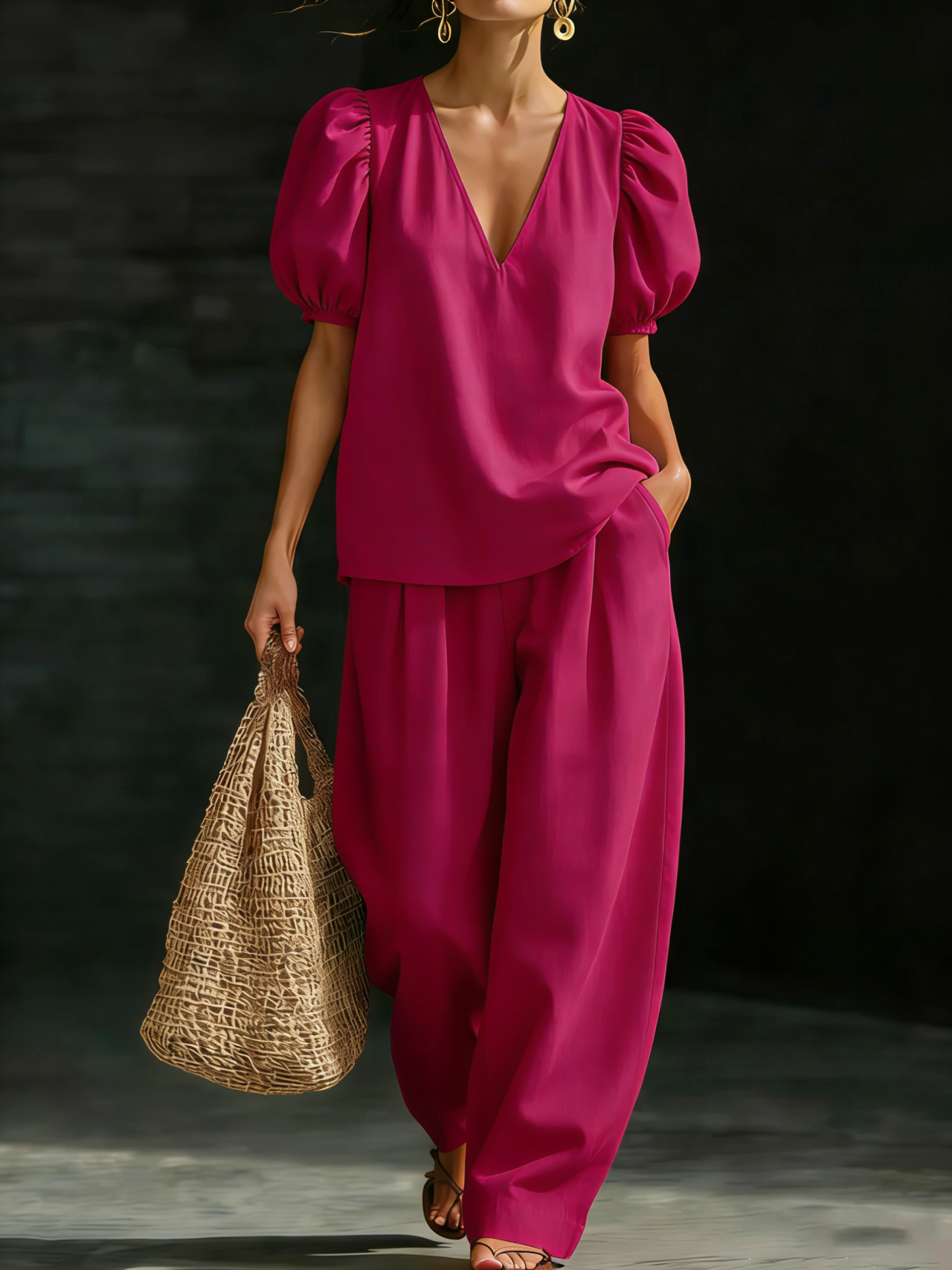 Casual And Cozy Minimalist Linen Two-piece Set