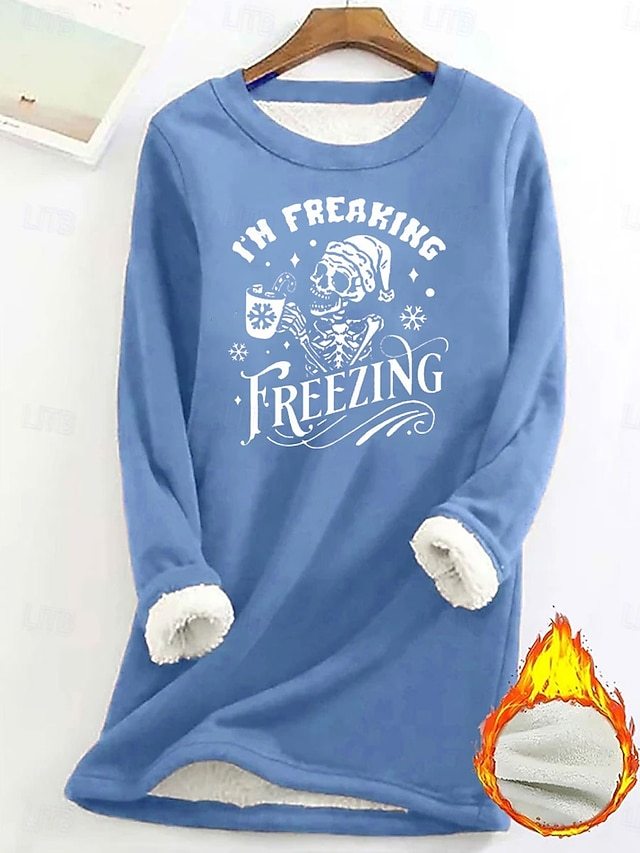 Women's Pullover Sweatshirt Graphic Letter Warm Casual Fuzzy Long Sleeve Crew Neck Round Neck Regular Tops Street Casual Light Pink Black Dark Pink Blue Spring Fall Winter