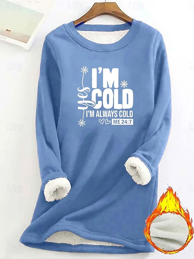 Women's Pullover Sweatshirt Graphic Letter Warm Casual Fuzzy Long Sleeve Crew Neck Round Neck Long Tops Street Casual Light Pink Black Dark Pink Blue Spring Fall Winter