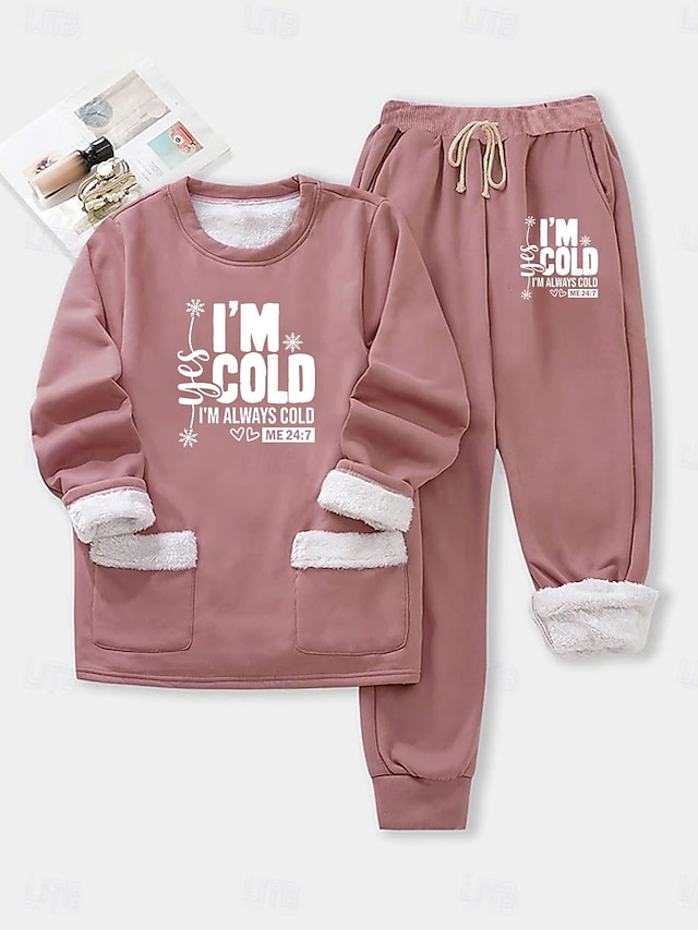 Women's Daily Sweatshirt Long Sleeve Crew Neck Graphic Letter Drawstring Print Casual Black Pink Blue Fall Regular Fit