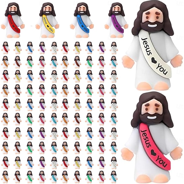 Little Jesus Figures Original Design Jesus Love You Mini Rubber Toys to Hide and Seek Christmas Religious Party Favors Sunday School Baptism Gifts