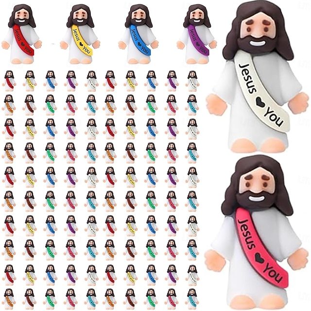 Little Jesus Figures Original Design Jesus Love You Mini Rubber Toys to Hide and Seek Christmas Religious Party Favors Sunday School Baptism Gifts