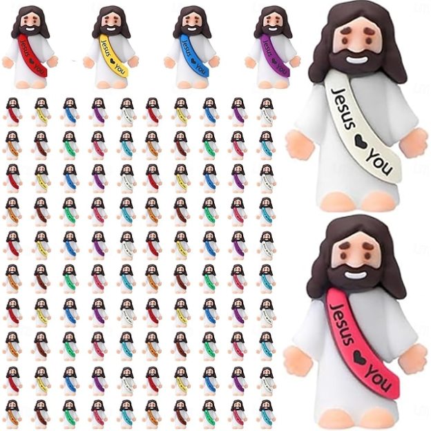 Little Jesus Figures Original Design Jesus Love You Mini Rubber Toys to Hide and Seek Christmas Religious Party Favors Sunday School Baptism Gifts