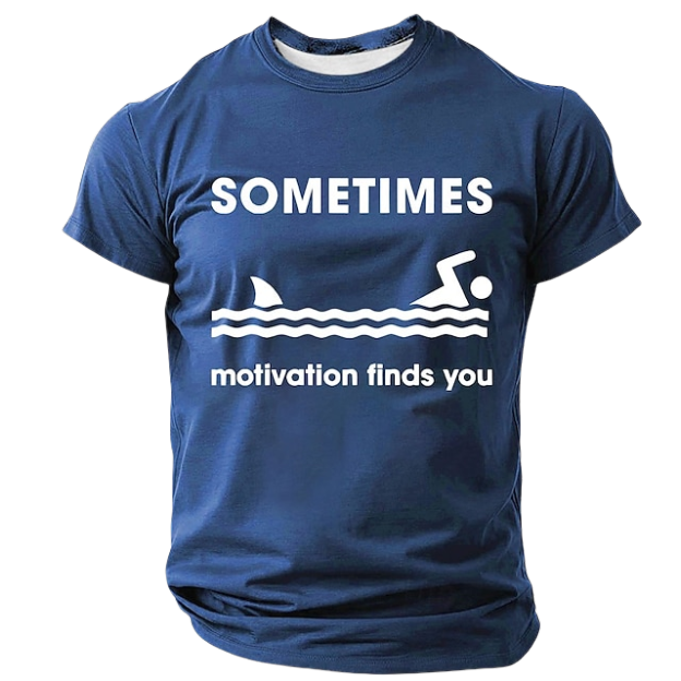  Men's Sometimes Motivation Finds You Funny T Shirt Short Sleeve T shirt 3D Print Crew Neck Shirt Fashion Daily Basic Street Casual Daily Black Red Blue Summer Spring All Seasons Clothing Apparel
