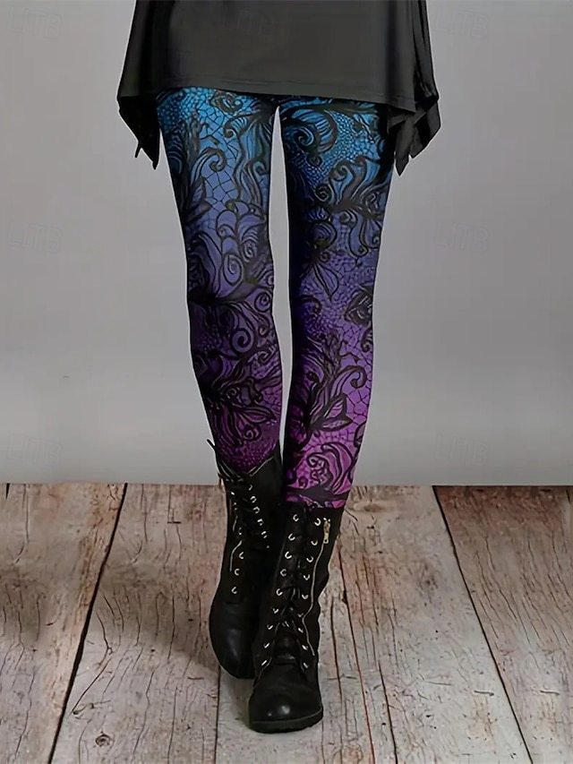 Women's Pants Trousers Leggings Streetwear Casual Full Length High Waist Striped Elastic Waist Print Breathability Comfortable Stretchy Vacation Street Daily Wear