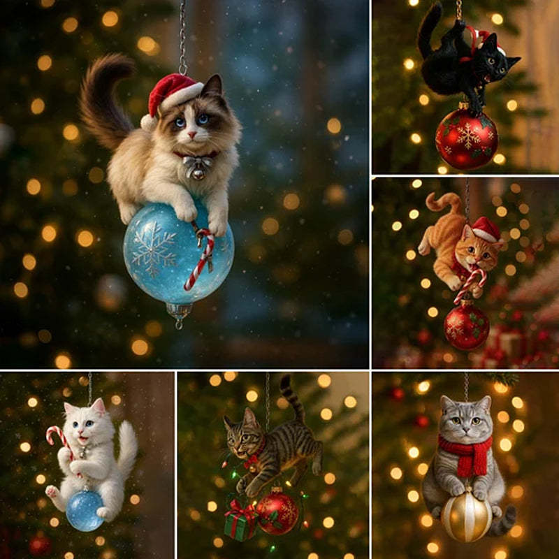 😊Cute Cat Christmas Tree Ornament - Festive Feline Fun for Your Tree