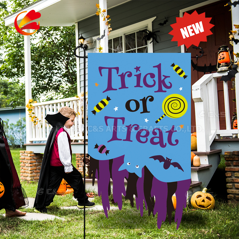  Halloween Alien Garden Flag Halloween Garden Decoration Festival Decoration Flag Double sided Three dimensional Garden Flag