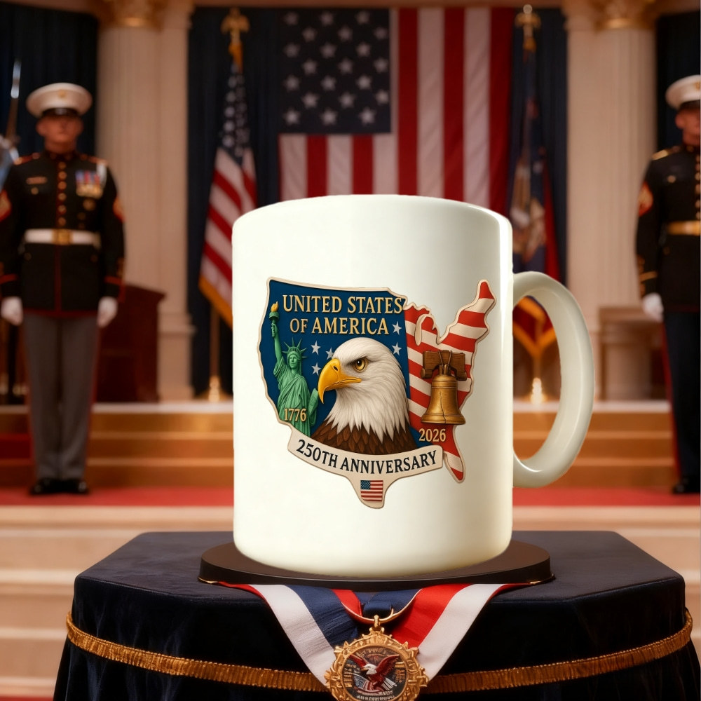 United States 250th Anniversary �C Proudly Celebrating Freedom Mug