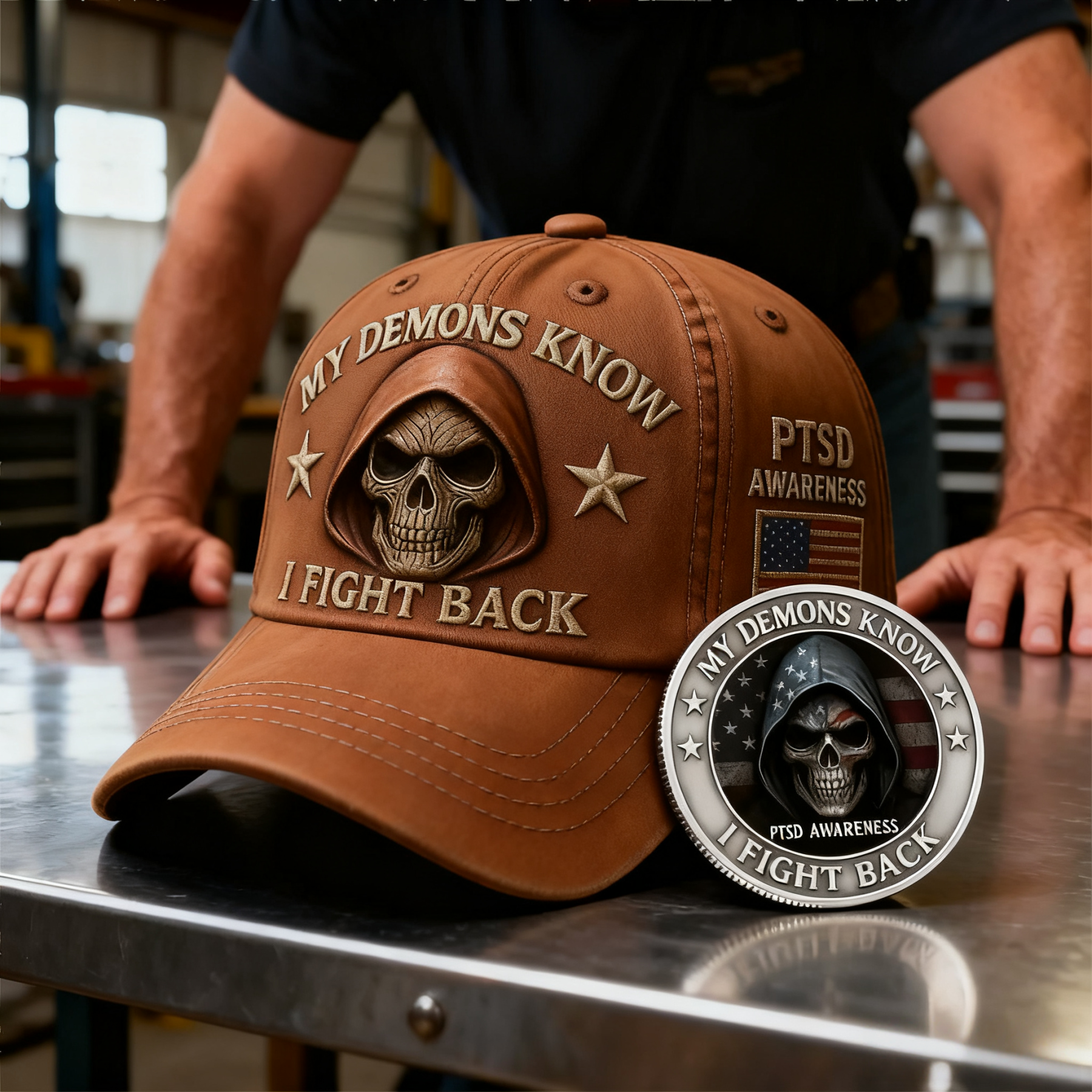 🏅Veteran's Day 50% OFF - 💀 “My Demons Know I Fight Back” PTSD Awareness Set 🇺🇸