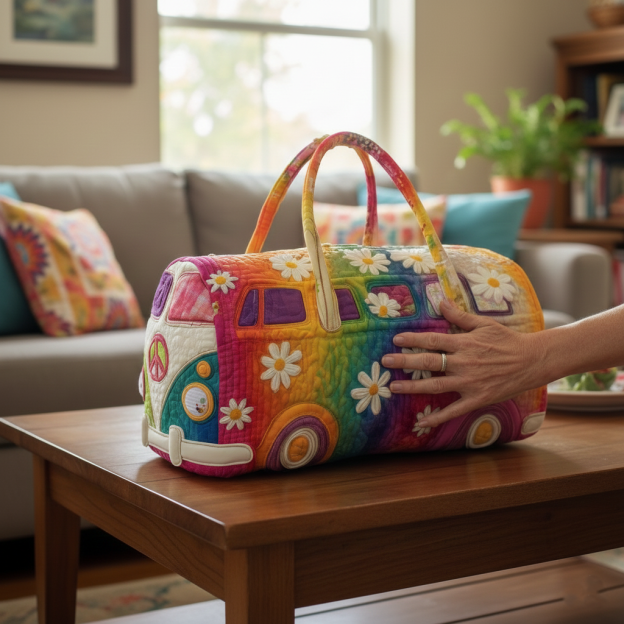 Hippie Van Quilted Duffle Bag